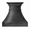 Zinc range hood with stepped crown molding in a hammered texture and black finish