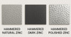 Zinc finish options for minimalist hammered zinc range hood customization