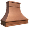 Kitchen island copper range hood, angled view