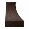Side profile dark coffee hammered copper wall mount range hood bell shape with boxed apron