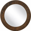 Round hammered copper mirror with dark finish