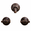 Front view of brass wall-mount faucet set with vintage patina finish for kitchen and bathroom