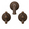 Oxidized brass wall-mount faucet in rustic outdoor style width dark rustic finish