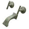 Bronze wall mount faucet with patina finish seen from the angle