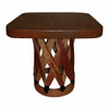 Square equipal table with pigskin leather top in dark brown finish