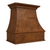Copper range hood canopy - angle view