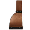 Side profile view dome bell copper hood showing curved dome silhouette and tall rectangular chimney