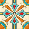 Talavera relief tile quatrefoil cross floral pattern