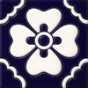 Talavera relief tile navy floral pattern