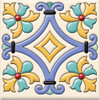Mexican talavera relief Tile floral diamond