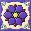 Talavera relief tile purple floral star design