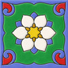 Talavera relief tile white floral medallion