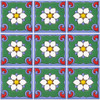 Talavera relief tile white floral medallion showing nine identical relief tiles