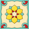 Talavera relief tile yellow floral scroll pattern
