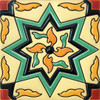 Talavera relief tile geometric floral star design