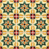Talavera relief tile geometric floral star design showing nine complete relief tiles