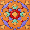 Mexican floral rosette medallion Talavera relief tile with raised ceramic petals, crisp contours, and hand glazed color contrast