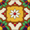Talavera relief tile floral medallion square