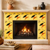 Mexican abstract bird mid century relief tile framing a fireplace surround with strong modern character