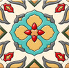Mexican floral medallion talavera relief tile design