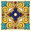 Talavera ornate floral mexican relief tile