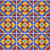 Talavera floral geometric mexican relief tile shown as nine complete relief tiles