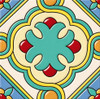 Mexican floral rosette talavera relief tile