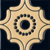 Talavera relief tile black beige circle