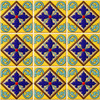 Talavera diamond fleur cross relief tile shown in a nine tile relief layout