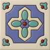 Mexican relief tile blue cross with white border pattern