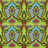 Mexican Talavera relief tile baroque floral four tile set with raised scroll design, sculpted ceramic detail and bold texture