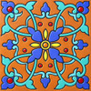 Talavera relief tile floral Vvine medallion