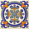 Talavera circular fleur cross relief tile