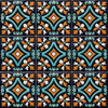 Talavera relief tile diamond scroll motif pattern shown as full nine tile relief set