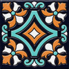 Talavera relief tile diamond scroll motif pattern