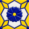 Talavera relief tile cobalt geometric flower pattern