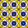 Talavera relief tile cobalt geometric flower pattern nine tile set with full relief detail