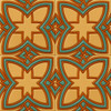 Mexican relief tile interlaced curves four-piece set showing raised turquoise and terracotta lines