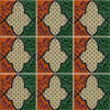 Moorish cross talavera relief tile nine piece layout with full pattern reset
