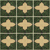 Moorish cross lattice relief tile shown as a nine piece set with deep architectural relief