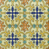 Mexican relief tile golden cross arabesque pattern shown in a four-piece relief tile set