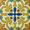 Mexican relief tile golden cross arabesque