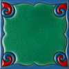 Mexican talavera relief tile emerald design