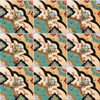 Talavera Floral Scroll Tile with Turquoise Design arranged in nine-tile angled layout forming a continuous flowing floral pattern