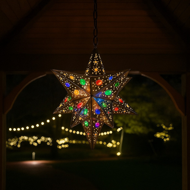Gazebo Illumination with Mexican Star Lamps