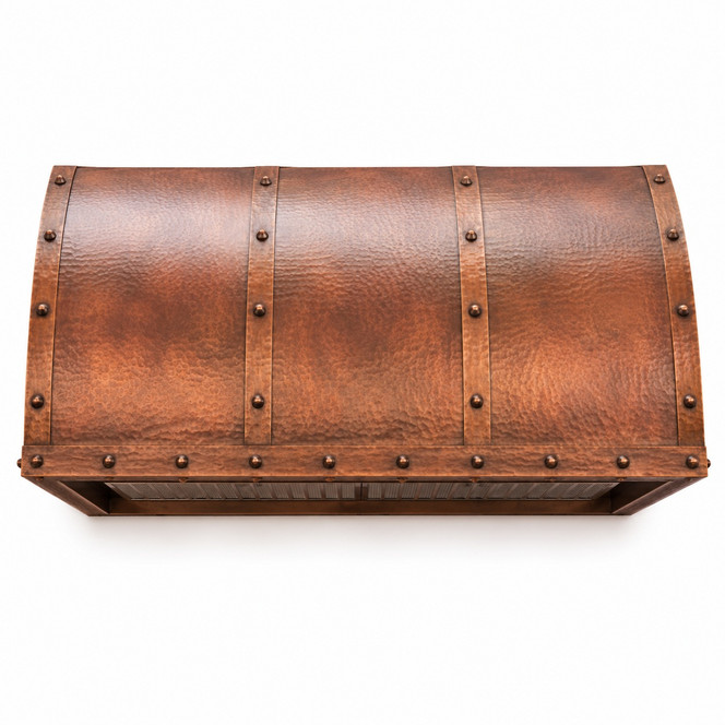 Barrel-Vault Under-Cabinet Copper Range Hood Kitchen Lifestyle Images