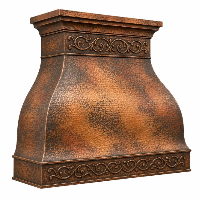 Bell Copper Range Hood with Pierced Ornamental Bands Kitchen Images