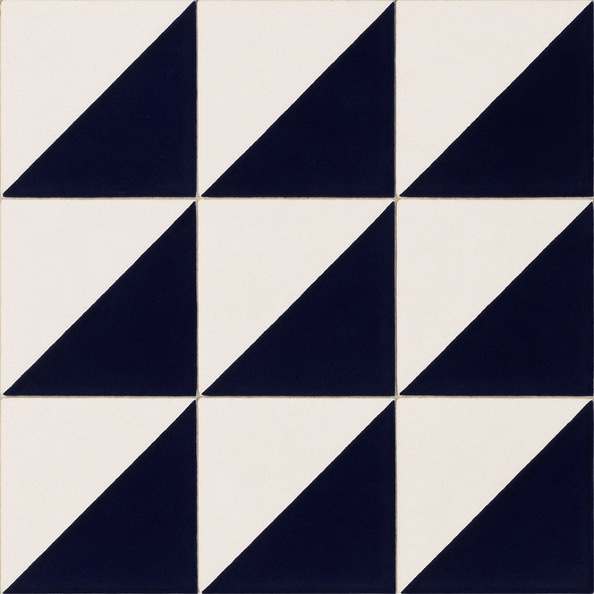 Blue White Diagonal Mexican Tile – Hand-Painted from Dolores Hidalgo