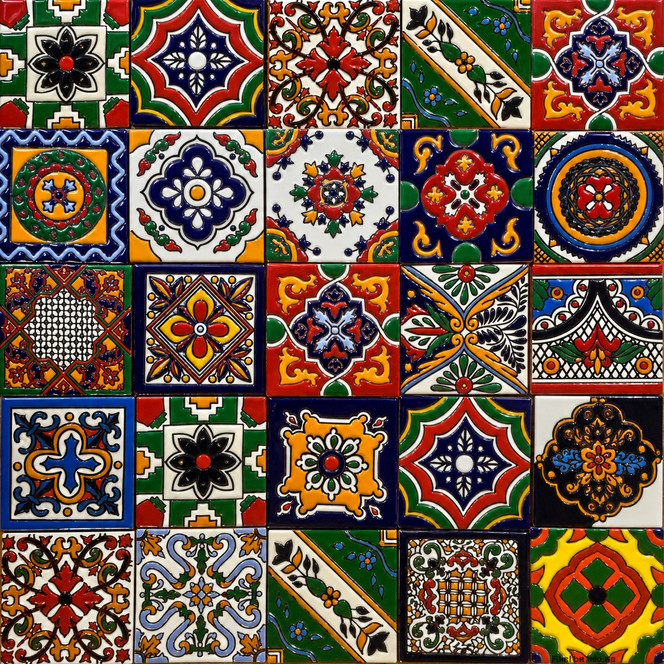 Mexican Relief Tile Mix | Handcrafted High-Relief Ceramic Tiles
