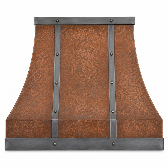 Copper Bell Range Hood with Zinc Frame and Twin Riveted Straps Kitchen Images